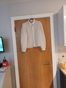 Only White Long Sleeved   Blouse.    S. M- 12  New.