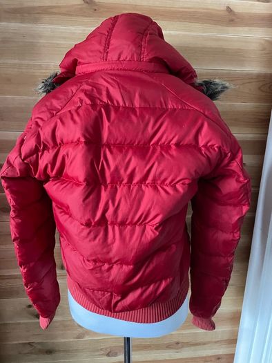 Puffer bomber jacket Polo Jeans Ralph Lauren Down Feather Warm Winter puffer Jacket with Removable Hood red size S
