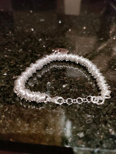 Mamas & Papas Silver Diamond Double Heart Bracelet