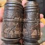 Vintage Hand Carved Hardwood Salt Pepper Shakers Image 4