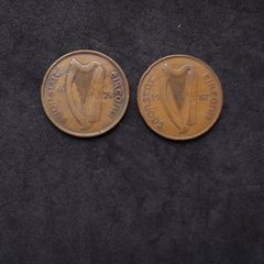 Pair of Vintage Irish Free State (Saorstat Eireann) 1d Pennies - Historic 1928 and 1937 Dates