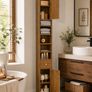 Slim Bathroom Storage Cabinet  Tall Space Saving Bathroom Cabinet with Drawer & Double Door Storage, 180cm Image 5