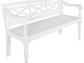 Batavia Bench 136 cm Solid Mahogany Wood White