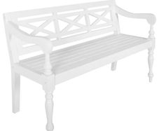 Batavia Bench 136 cm Solid Mahogany Wood White
