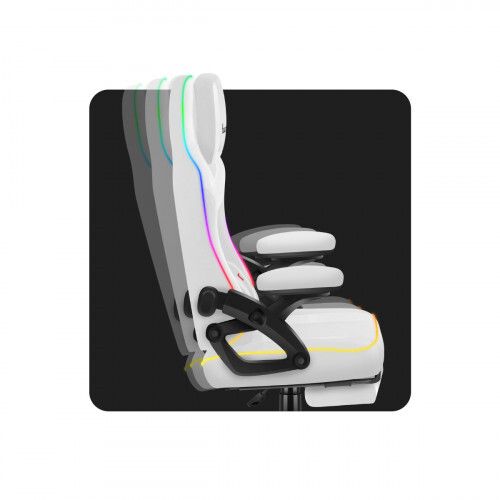 Huzaro Force 4.6 White Mesh RGB Smart Gaming Chair with Footrest - Bluetooth App & Remote Control