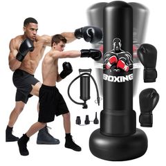 Punching Bag for Adults 180CM, Free Standing Inflatable Boxing Bag with Boxing Gloves and Air Pump, Women Men Stand Kickboxing Bags for Training MMA Muay Fitness Thai Home Gym Beginners