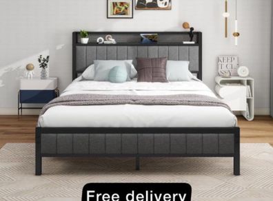 King Size Bed Frame With Storage Headboard