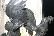 Vintage Pair of heavy Metal Fighting Roosters Cocks Decorative H-8" and H-9,3"
