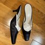 Vintage Gerard Darel navy leather kitten heel mules Image 2