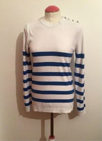Savida Ladies Blue & White striped Jumper size 10 includes postage