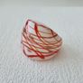 Lucite White Red Gold Statement Ring Image 2