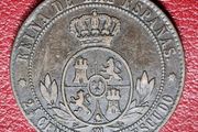 1867 Spain  2,1/2 Centimos de Escudo - Isabella II