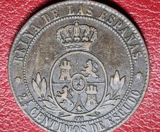 1867 Spain  2,1/2 Centimos de Escudo - Isabella II