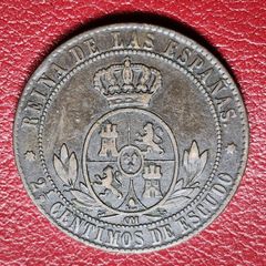 1867 Spain  2,1/2 Centimos de Escudo - Isabella II