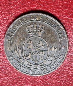 1867 Spain  2,1/2 Centimos de Escudo - Isabella II