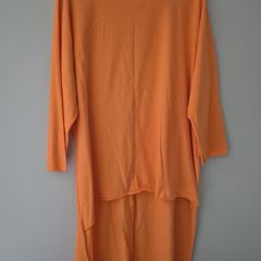 Italian Long Sleeve Orange Round Neck Dress Top