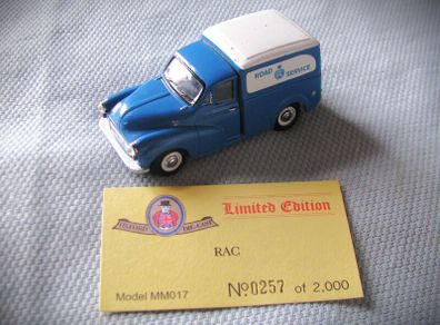 Diecast Model Morris Minor 1000 Van RAC - Collectable Oxford Diecast 1:43