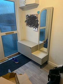 Hallway storage unit and mirror