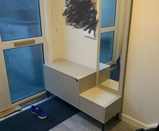 Hallway storage unit and mirror