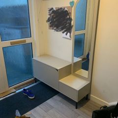 Hallway storage unit and mirror