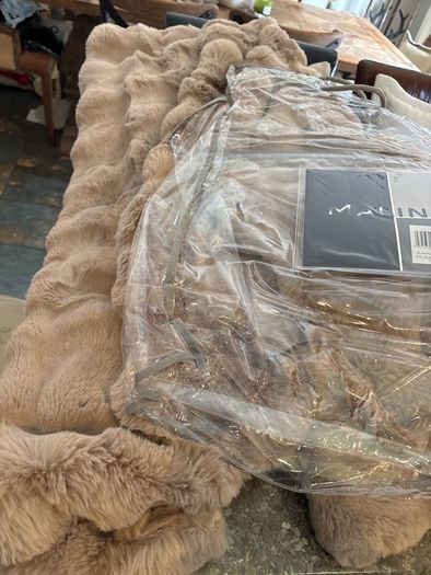 Faux fur polyester throw taupe