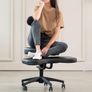 Mobile Cross Legged Desk Chair with Wheels, Home and Office, Flexible Kneeling Chair for Fidgeting, Adjustable Yoga Meditation Criss Cross Seat, Backrest, Black Image 4