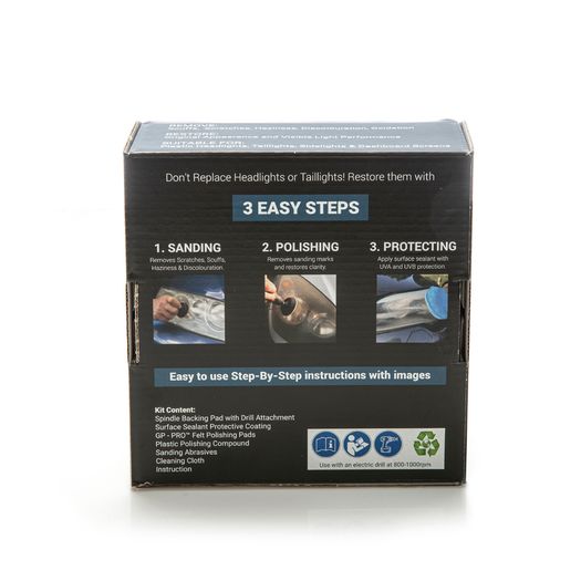 Glass Polish 31016 Headlight and Tail Light Restoration kit - Restore Dull, Faded, Discolored Car Headlights