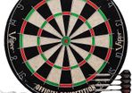 NEW SALE | Regulation Bristle Steel Tip Dartboard Set with Staple-Free Bullseye, Galvanized Metal Radial Spider Wire Includes 6 Darts, Black, 17.75 inch