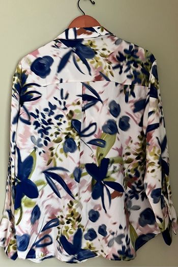 Ladies Cream Patterned Satin Shirt