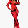 Red black Tie Dye Scoop Neck Bodycon Dress, size 10 Image 2