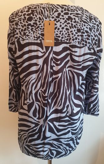 Cecil Animal Print Tunic Top Blouse New With Tags Black & Blue Guest Holidays Size S UK12 Payment By REVOLUT or PAYPAL