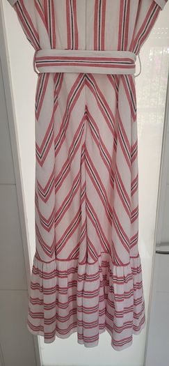 KARL LAGERFIELD Paris striped nautrical belted midi with gold tone button Sz 8 US (Fit 12UK) - Rrp 335 (New)
