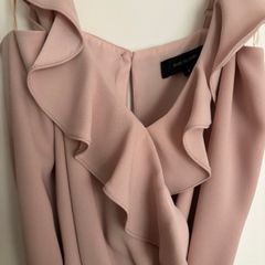Blush pink river island ruffle jumpsuit