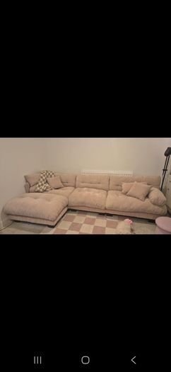 large baby pink 4 seater corner sofa