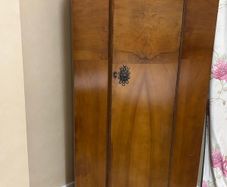Mid century dressing table, ladies wardrobe, gents wardrobe and double bed.