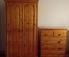 Solid Pine Wardrobe and Matching Chest of Drawers Set