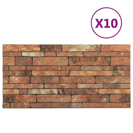 3D Wall Panels with Brown Brick Design 10 pcs EPS
