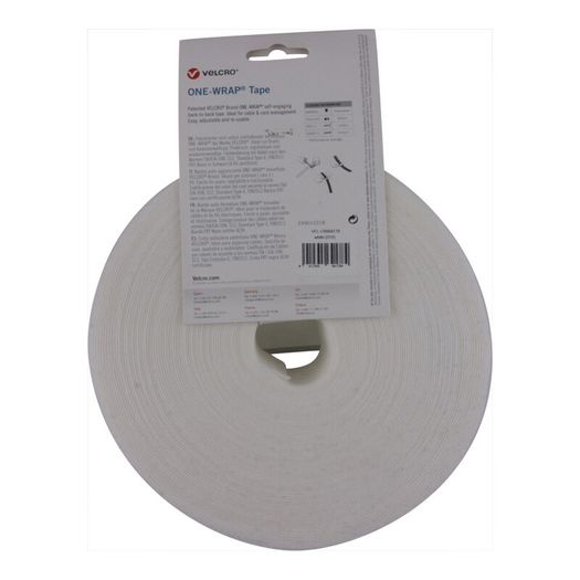 Velcro VEL-OW64178 White 50mm Wide ONE-WRAP Tape Roll of 25m