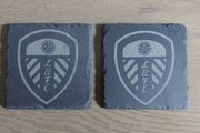 Leeds Utd Laser Engraved Slate Coaster Set x4