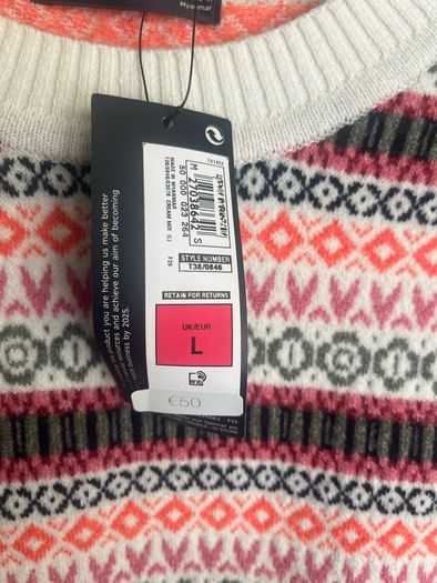 NEW M&S large jumper festive fairisle hint