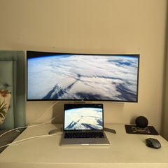 Lg 34 inch ulta wide monitor. With table included.and BachMann extension adapter.