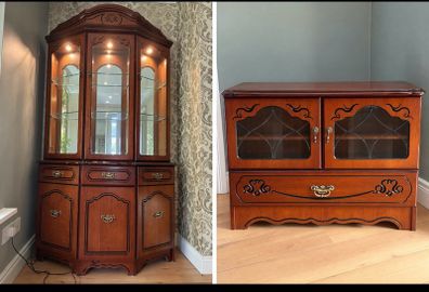 traditional mahogany display cabinet and tv unit