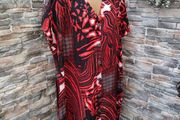 Vintage 1990s 2000s Orange black Abstract print Tunic Blouse ( Please Check Measurements ) Postage included