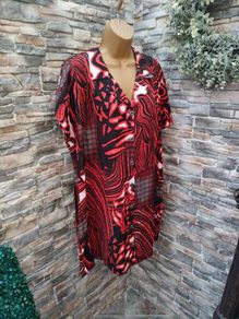Vintage 1990s 2000s Orange black Abstract print Tunic Blouse ( Please Check Measurements ) Postage included