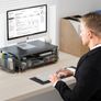 Monitor Stand Riser Metal, Office Desk riser with shelf Organizer, Office Organization ,Desk Organizer with Drawer and Pen Holder, 2-Tier Computer Stand, for iMac, PS4, PC, Printer, Notebook (Black) Image 2