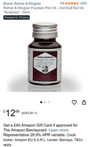Ink for fountain pen