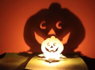main image for ad Halloween Tea Light Garden Lantern Wooden Indoor outdoor decor Pumpkin Spirit Candle Holder