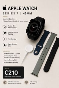 Apple Watch Series 7 45mm + 3 Straps & Charger