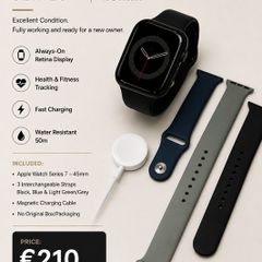 Apple Watch Series 7 45mm + 3 Straps & Charger