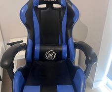 Luckracer Ergonomic Gaming Chair with Footrest (Black/Blue)